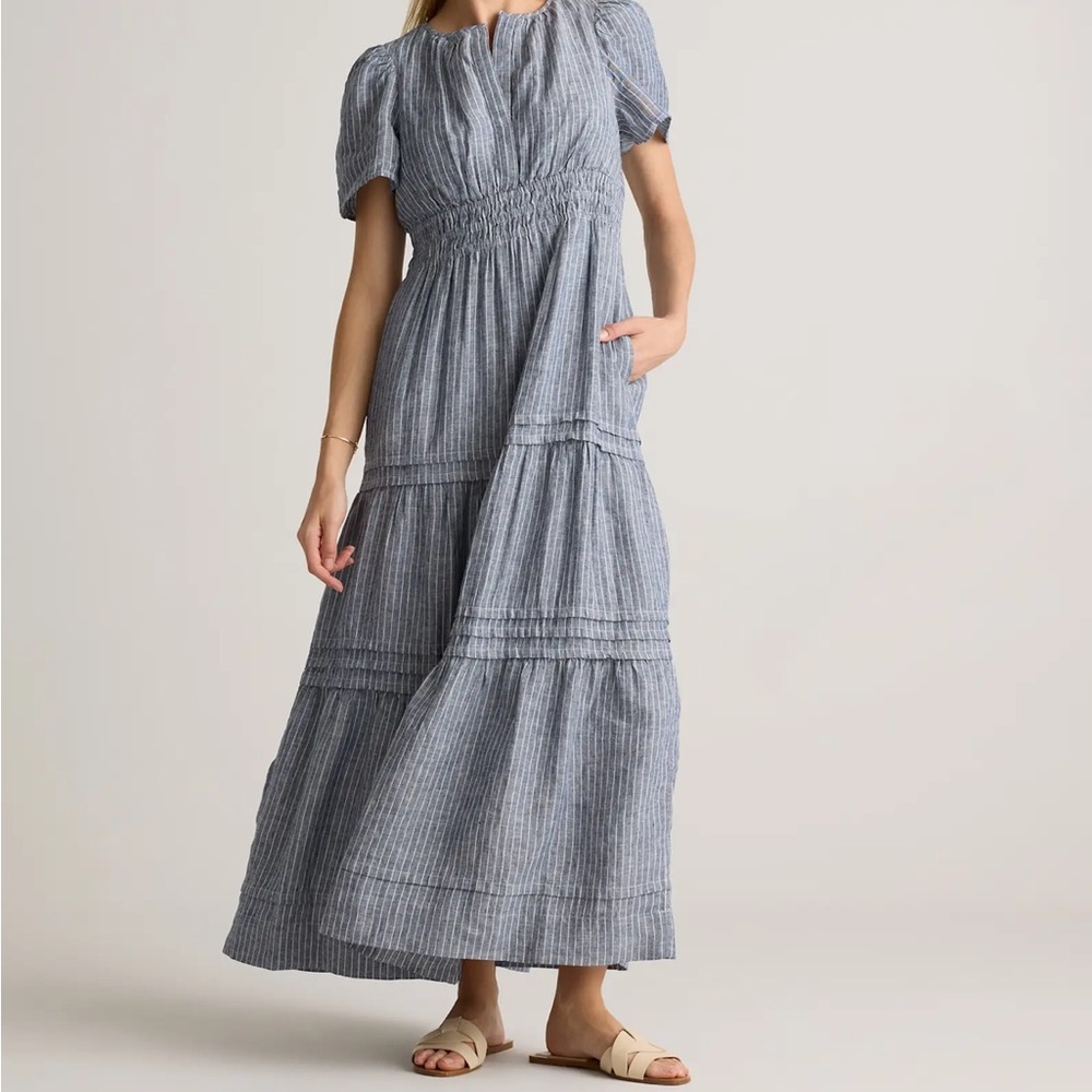 Quince 100% European Linen Tiered Maxi Dress